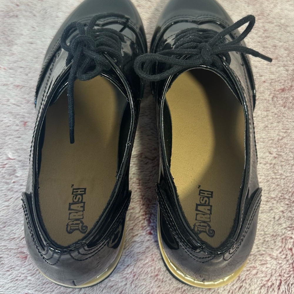 Women’s Black Patent Wingtip Oxfords - Picture 5 of 11